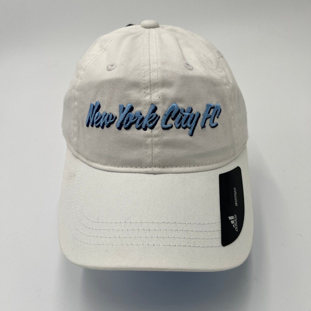 Adidas New York City FC Women White MLS Soccer Script Adjustable Strapback Hat